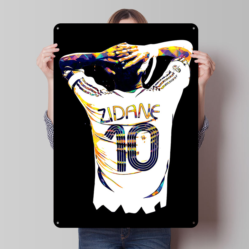 Retro Gaming Jersey - Poster Logam Jersey Sepak Bola Zidane,