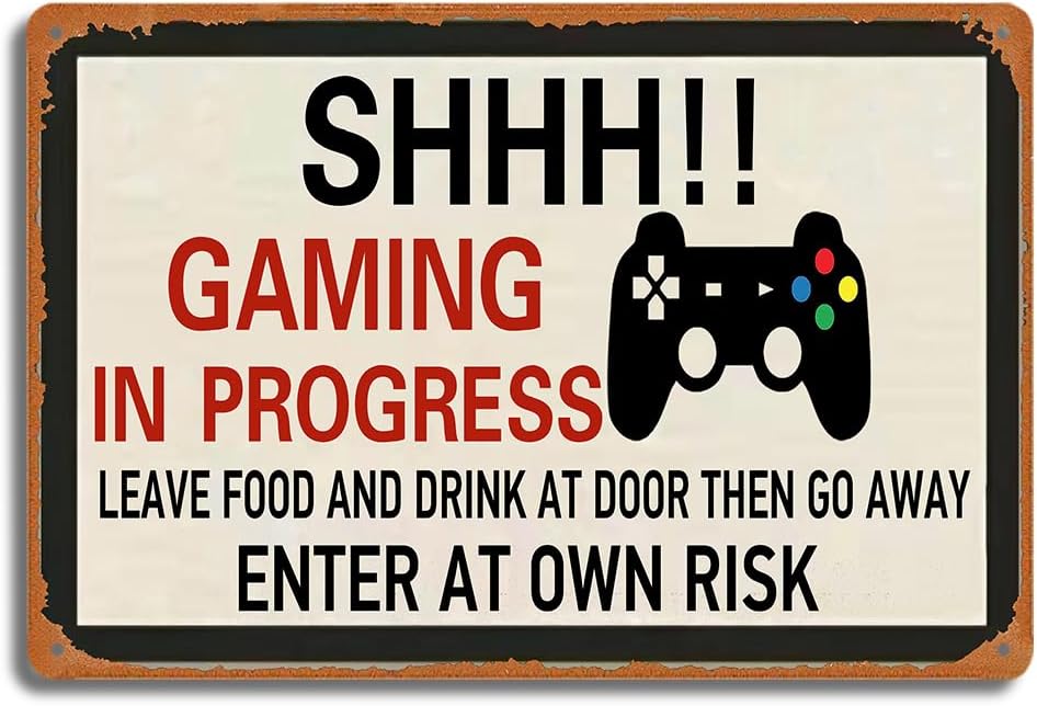 Retro Gaming Decor - Papan Logam Retro Gaming, SHHH! Dekorasi