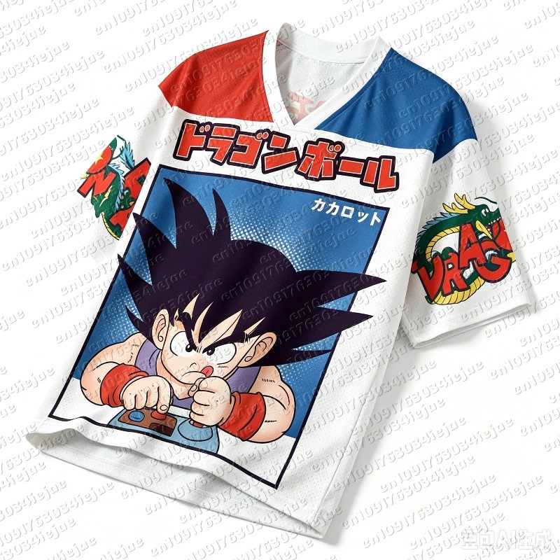 Retro Gaming Jersey - Kaos V-Neck Dragon Ball Kid Goku